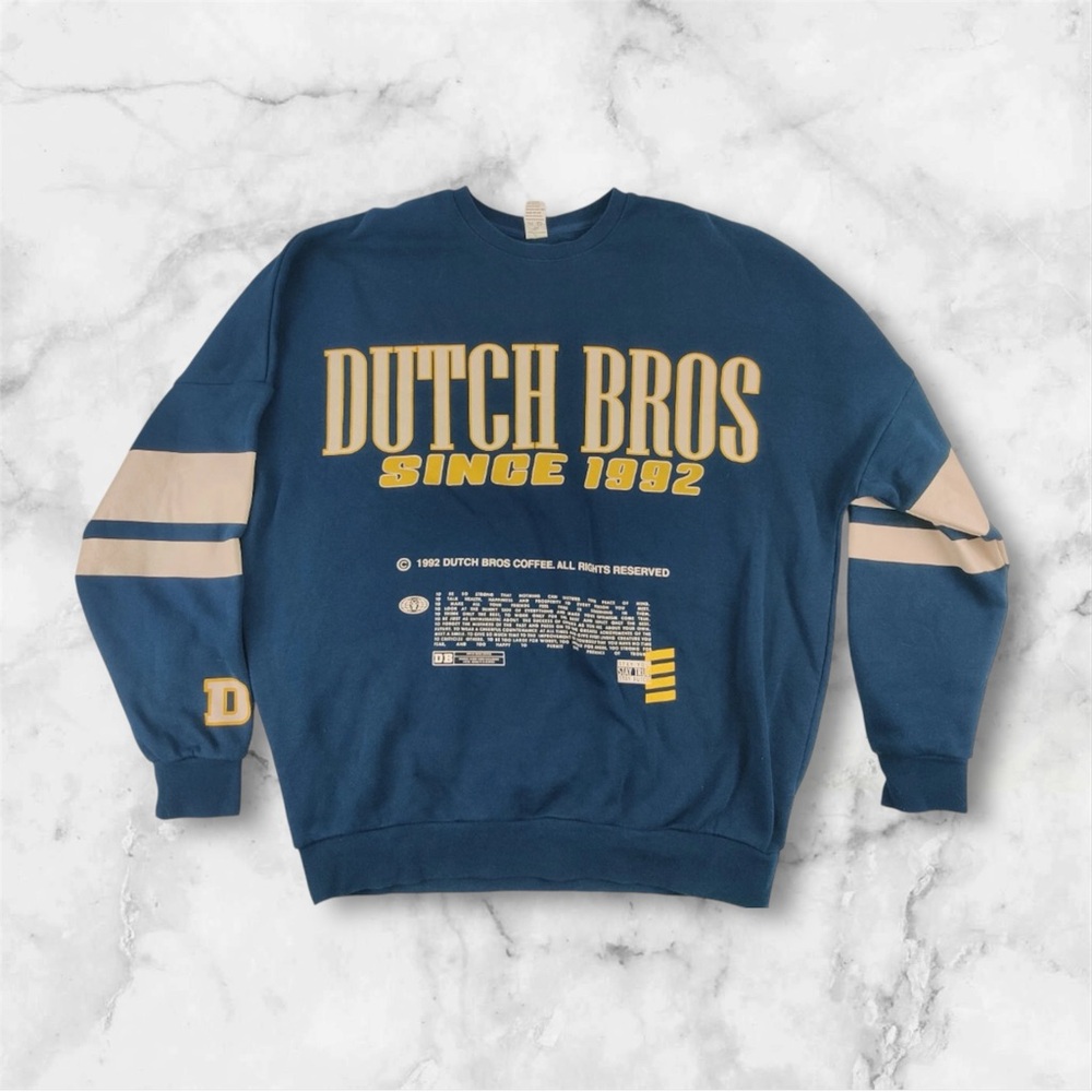 Dutch Bros Blue and Cream Crewneck Sweater XL